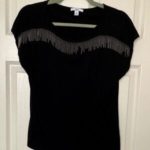 Black top with chain fringe Size S